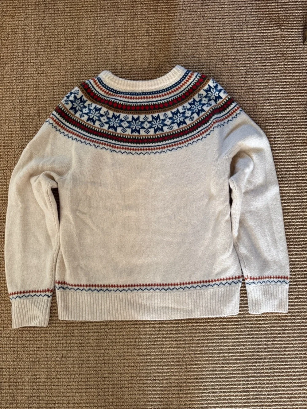 Jcrew Cream Fair Isle Yoke Holiday Sweater XL